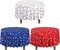 4th of July & Memorial Day Round Tablecloth Set – 3 Pack Patriotic Red, White & Blue Star Plastic Covers, 84 Inch Disposable Table Cover for Independence Day Parties & Events